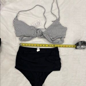 Cocoship Striped Black and White Bikini Set size 10
